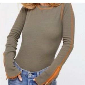 Free people green thermal with orange trim